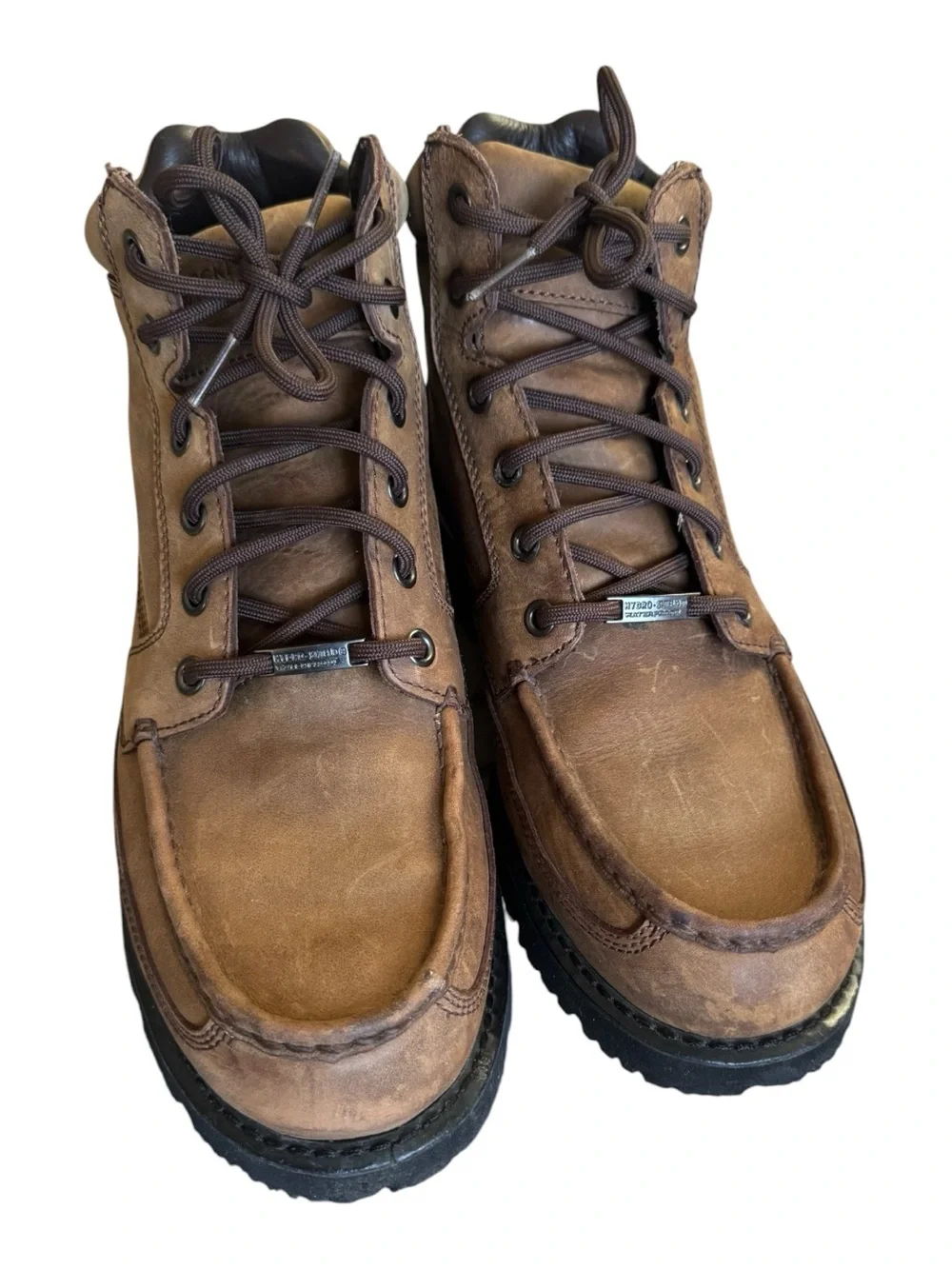 Men's rockport Brown Leather Moc Toe Work/hiking Boots size 10.5